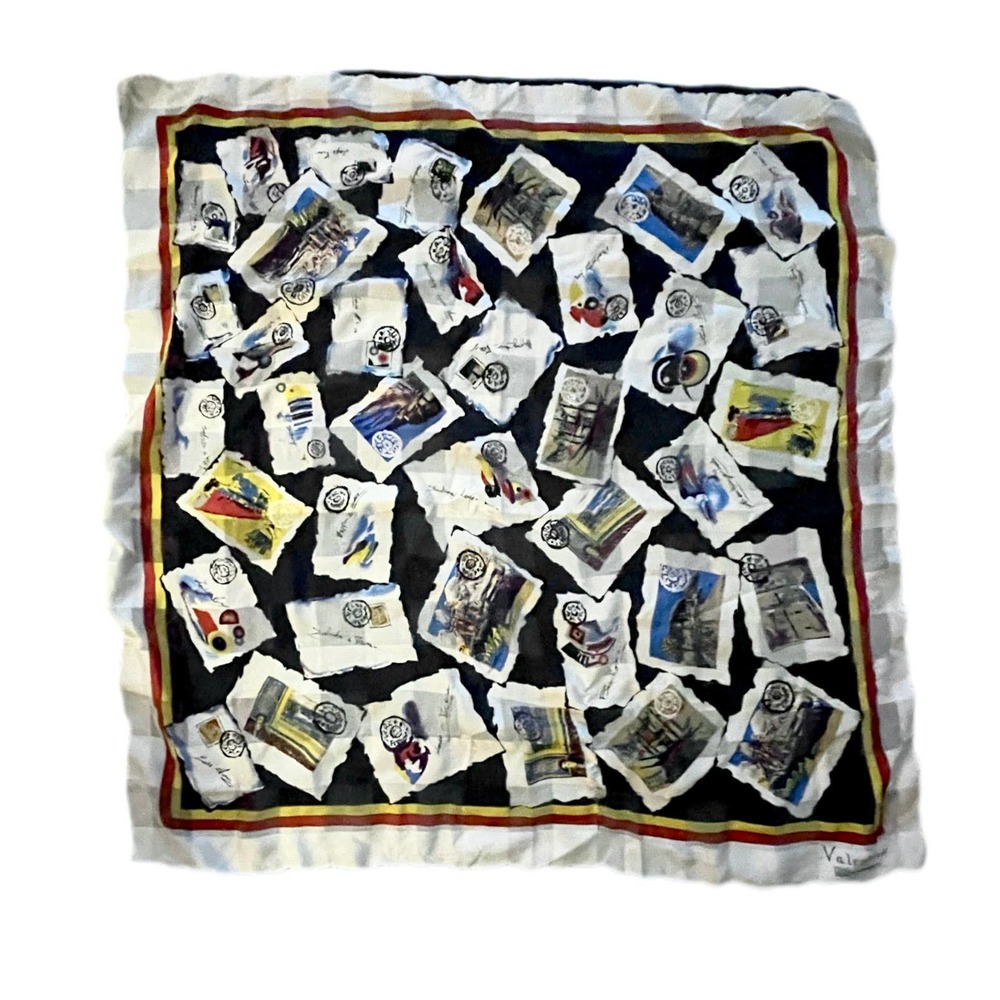 Vintage Valentina 80s RARE Postcard Colorful Silk Scarf